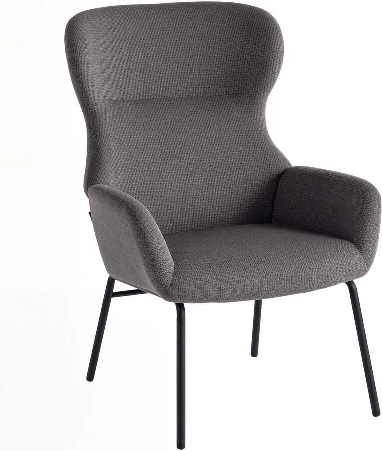 TRUUSK Moderne Gestoffeerde Stoel Hoge Rugleuning Dikke Bekleding Metalen Poten Grijs