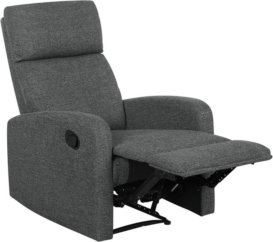 TRUUSK Moderne Relaxstoel Verstelbare Ligstoel met Aanpasbare Beensteun Stoffen Bekleding Grijs