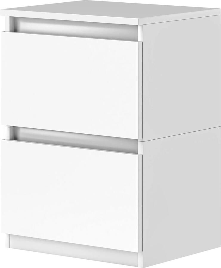 TRUUSK Nachtkastje Met 2 Lades Bijzettafel Met Opbergruimte Voor Slaapkamer en Woonkamer Wit 40 x 32 x 56 cm