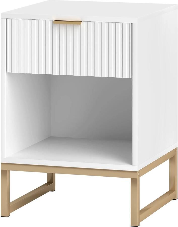 TRUUSK Nachtkastje Met Laden Bijzettafel Opbergruimte Voor Slaapkamer en Woonkamer 40 x 40 x 57 cm Wit