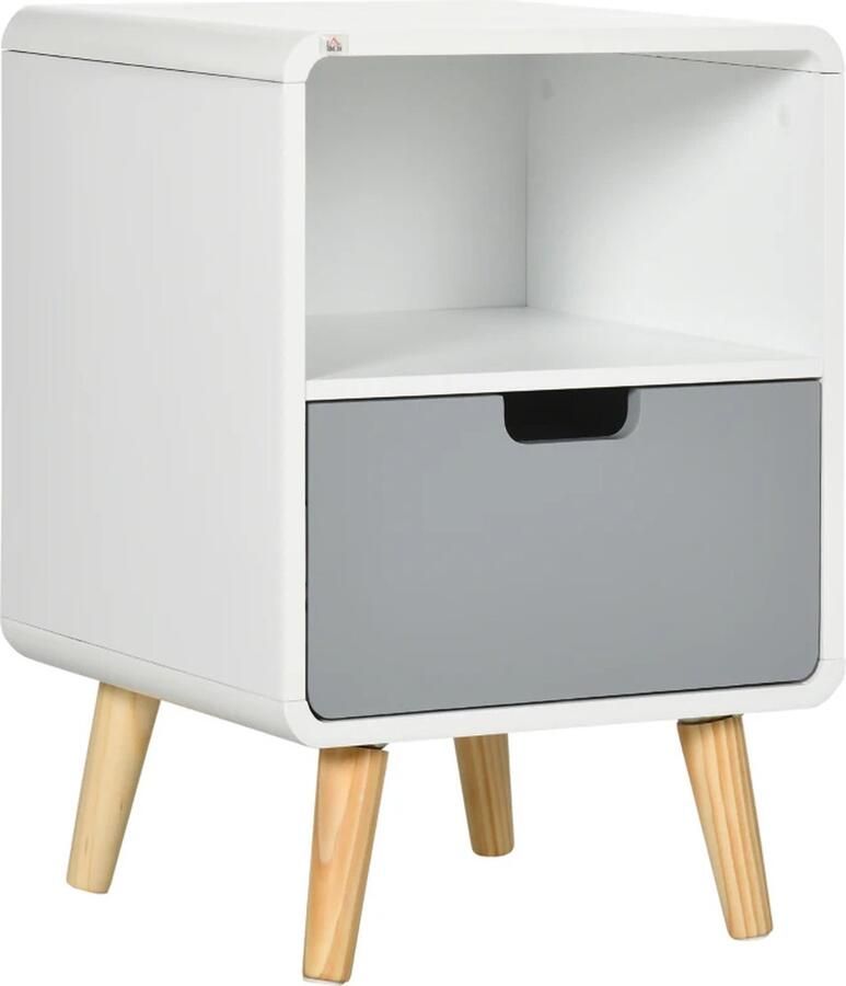 TRUUSK Nachtkastje Scandinavisch Design Grote Lade Waterdichte Verf 40 x 38 x 58 cm Wit