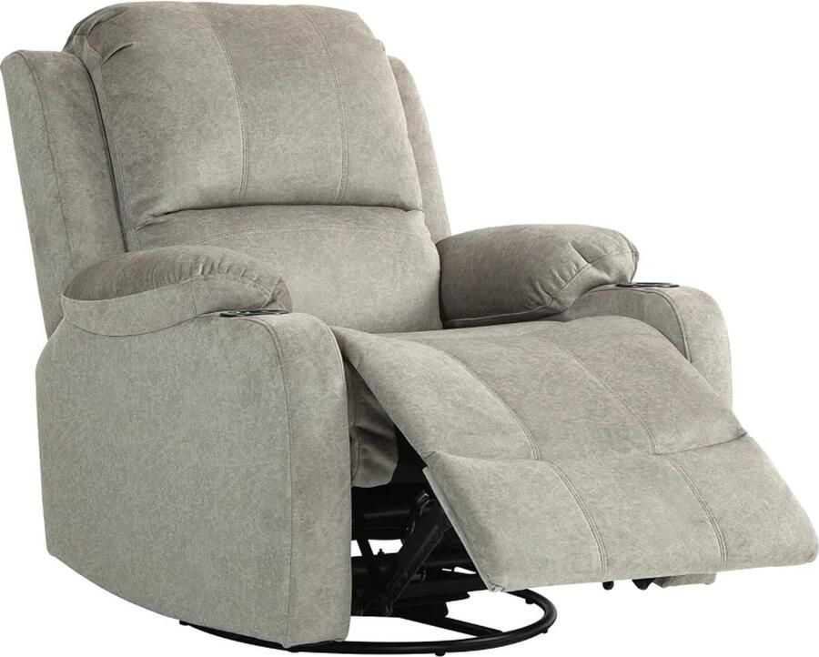 TRUUSK Ontspanningsstoel Met Voetensteun En Ligfunctie Inclusief Bekerhouder Tot 150 Kg Bruin