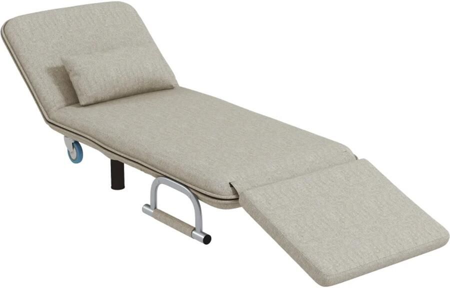 TRUUSK Opklapbare Slaapbank 3 In 1 Klapstoel Met Verstelbare Rugleuning Voor Slaap- En Logeerkamers Grijs