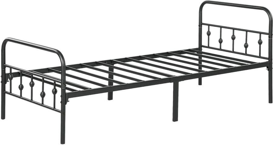 TRUUSK Opvouwbaar Bedframe 200x90 cm 82 5 cm Hoog Metaal Voor Slaapkamer Gastenkamer Zwart