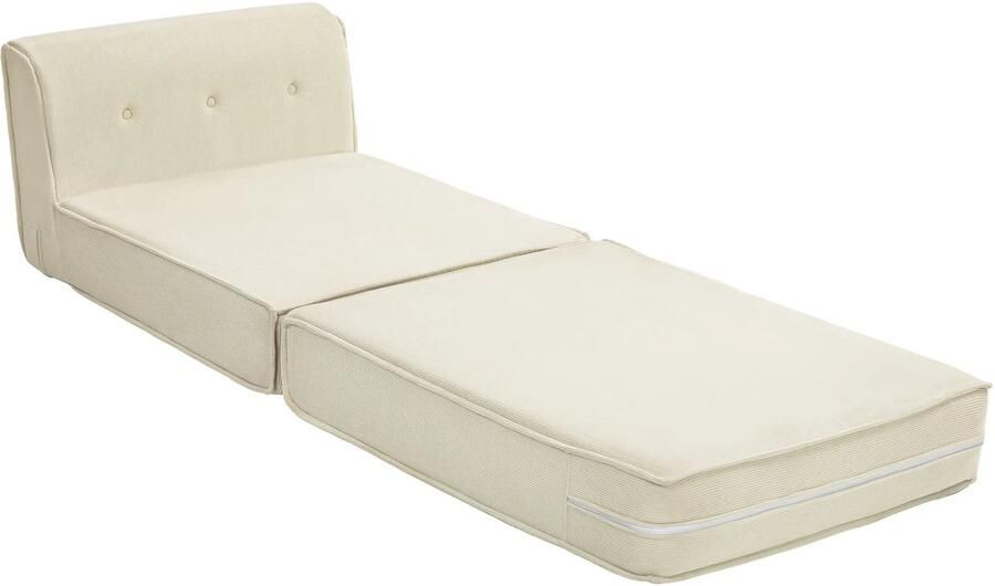 TRUUSK Opvouwbare Vloersofa 2-in-1 Met Koordlook Gestoffeerd Tot 240 kg belastbaar Voor Woonkamer en Slaapkamer Crèmewit