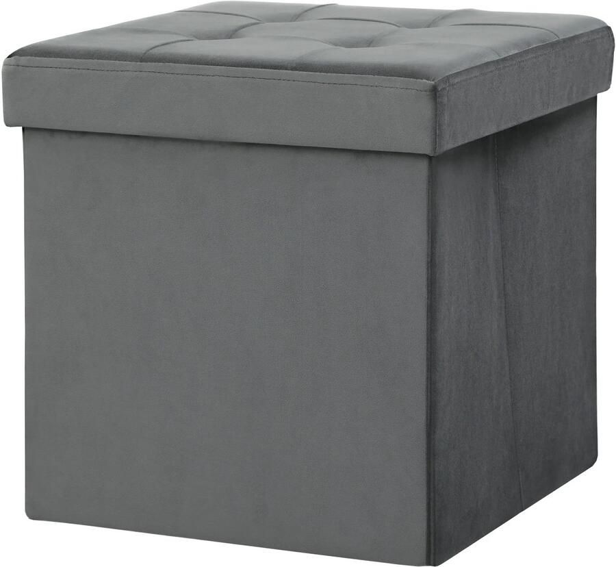 TRUUSK Opvouwbare Zitkruk Met Opslagruimte Opbergdoos Schuimstof MDF Grijs