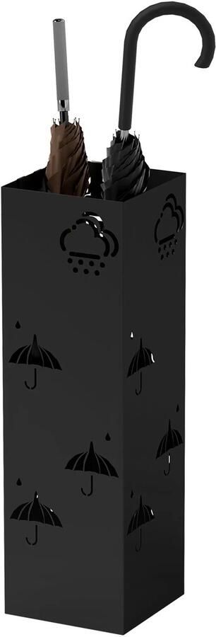 TRUUSK Paraplubak Met 4 Haken Afneembare Wateropvangbak Decoratieve Parapluhouder Voor Zonnescherm Staal 15 5 x 15 5 x 49