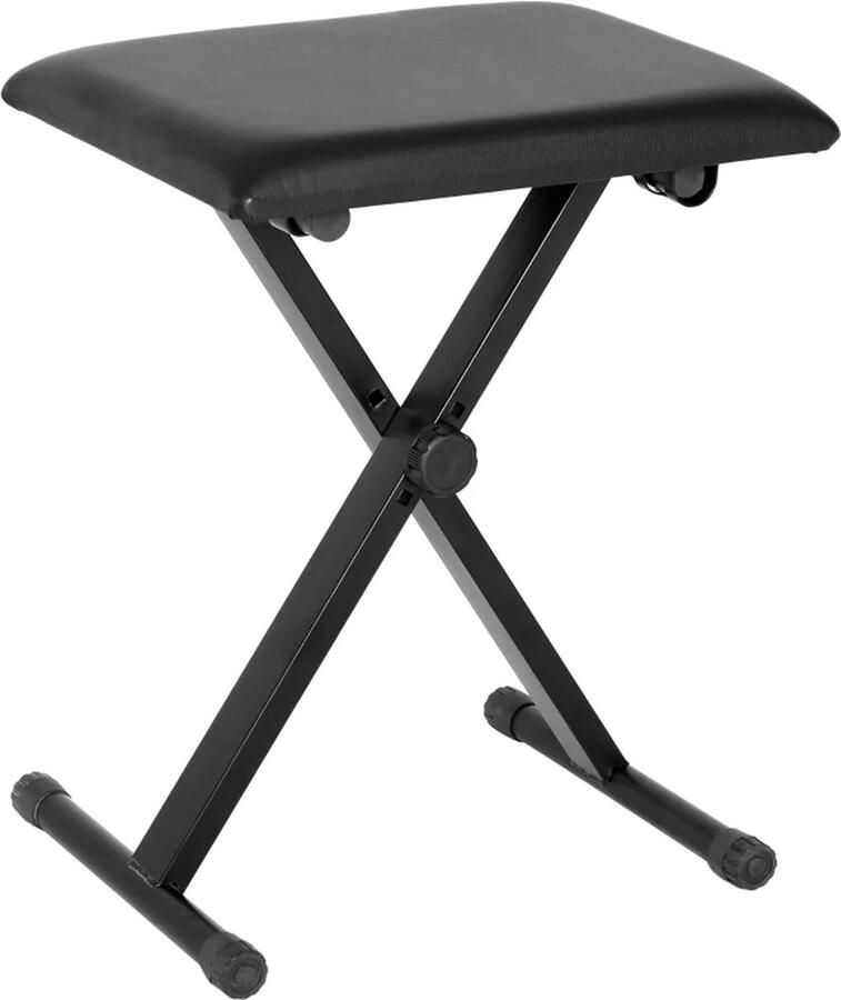 TRUUSK Pianokruk Pianobank Cosmetische Kruk In Hoogte Verstelbaar Opvouwbaar Metaal Kunstleer Schuim Zwart 39 X 29 X 37-47 Cm