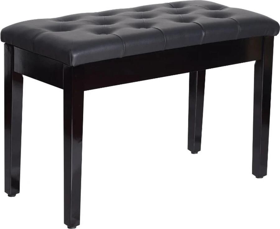 TRUUSK Pianokruk Pianobank Traditionele Landelijke Stijl Cosmetische Kruk Opbergruimte Rubber Hout Kunstleer Zwart 76 X 36 X 50 Cm