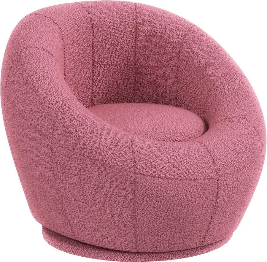 TRUUSK Pluche Fauteuil Accentstoel in Roze Draaibaar en Comfortabel Voor een Stijlvolle Inrichting Geschikt als