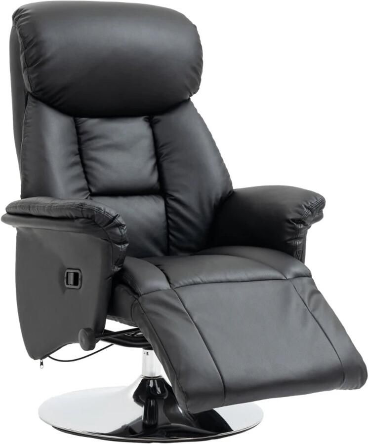 TRUUSK Relaxstoel Ligfunctie Leerlook Voetensteun Tot 150 Kg 78 X 80 X 109 Cm Zwart