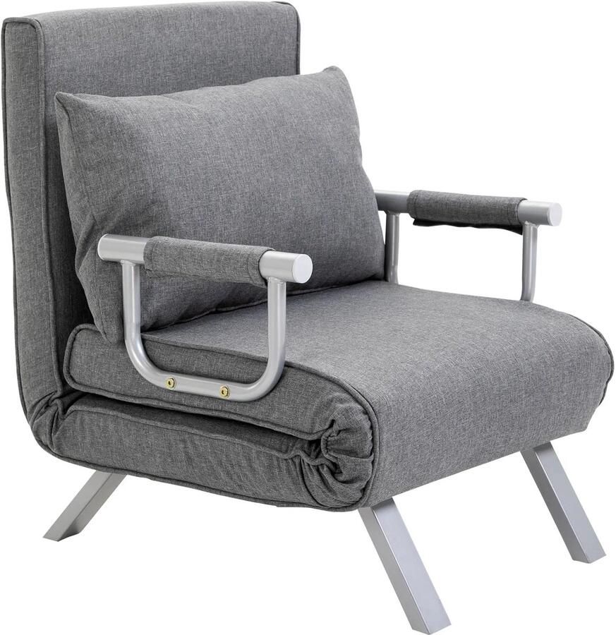 TRUUSK Relaxstoel Ligstoel Stoel met Ligfunctie Logeerbed 65 cm x 69 cm x 80 cm Grijs