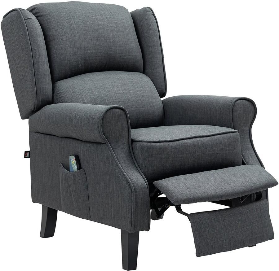 TRUUSK Relaxstoel met Ligfunctie Elektrisch Verstelbaar Massagestoel met Verwarmingsfunctie Voetgedeelte Zijvak