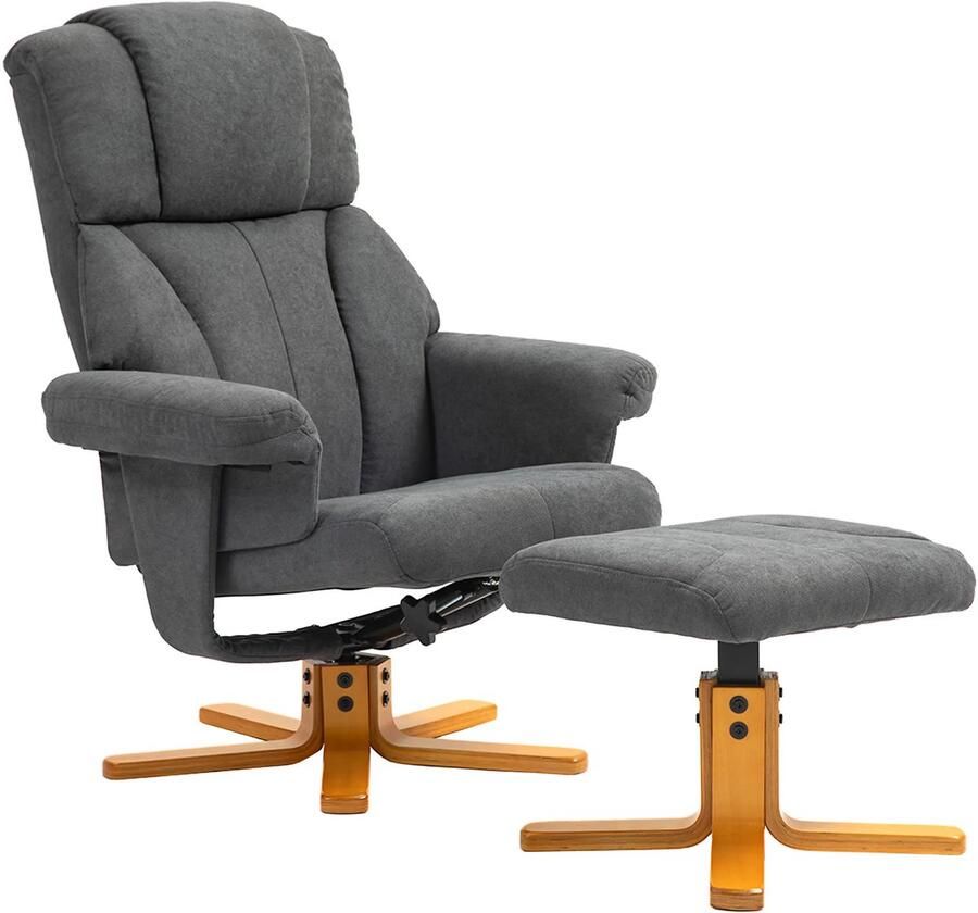 TRUUSK Relaxstoel met Ligfunctie en Voetenbank Tot 150 kg belastbaar Voor woonkamer en slaapkamer 79 x 80 x 104cm