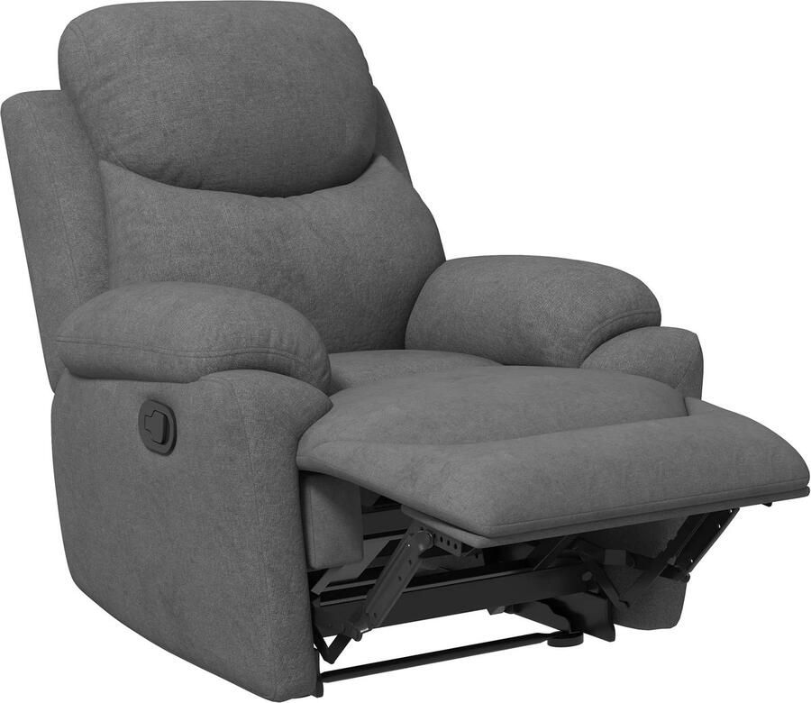TRUUSK Relaxstoel met Ligfunctie Gevoerd en Linnenlook Voor Slaapkamer Grijs