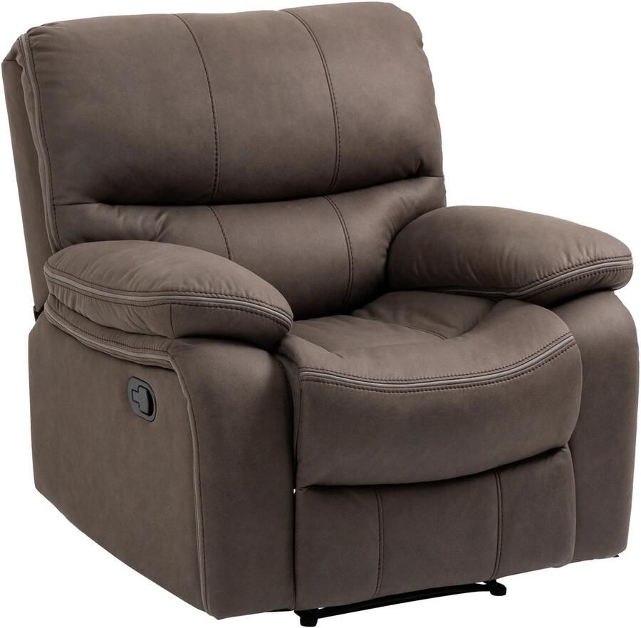 TRUUSK Relaxstoel met Ligfunctie Gevoerd Voetgedeelte Microvezelbekleding Lederlook Tot 150 kg Bruin