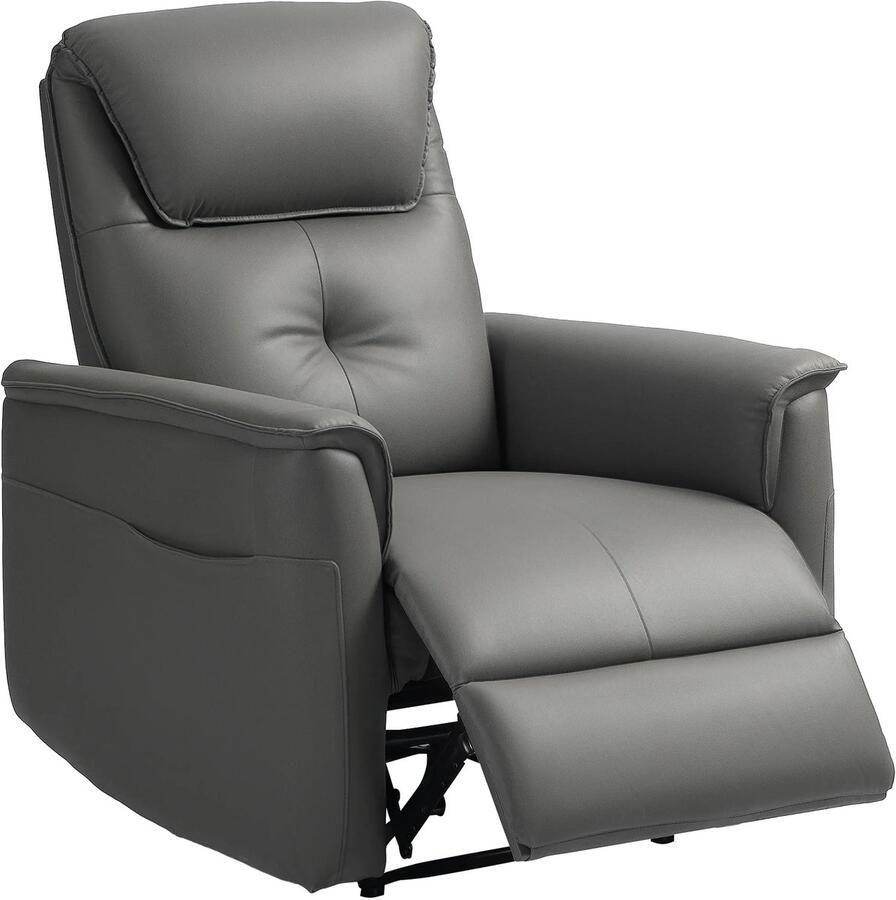 TRUUSK Relaxstoel Met Ligfunctie Pocketvering Gestoffeerd Voetensteun Zijtas Voor Woonkamer en Slaapkamer Lichtgrijs