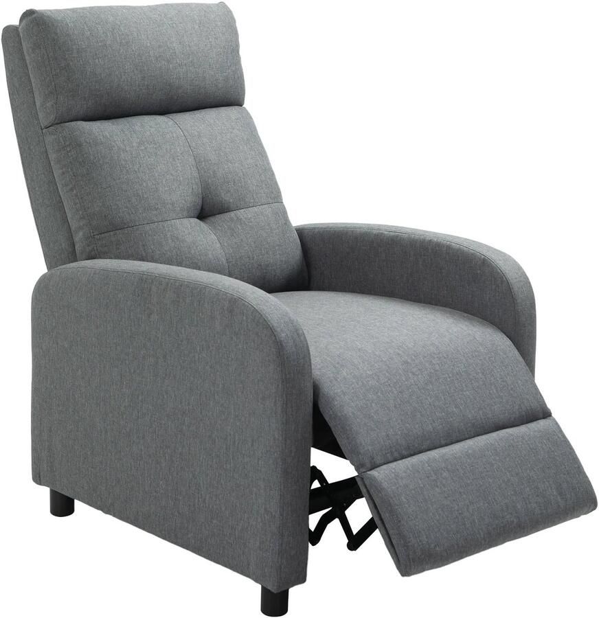 TRUUSK Relaxstoel met Ligfunctie TV-stoel in Linnenlook Gevoerde Ligstoel met Pocketvering Ruststoel tot 150 kg Grijs