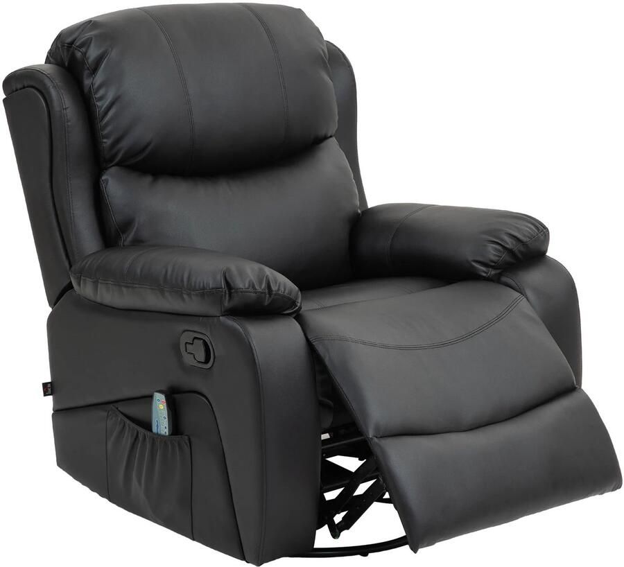 TRUUSK Relaxstoel Met Massagefunctie Elektrische TV-stoel Met Ligfunctie Verwarmingsfunctie Draaibare Massagestoel Met Veersysteem