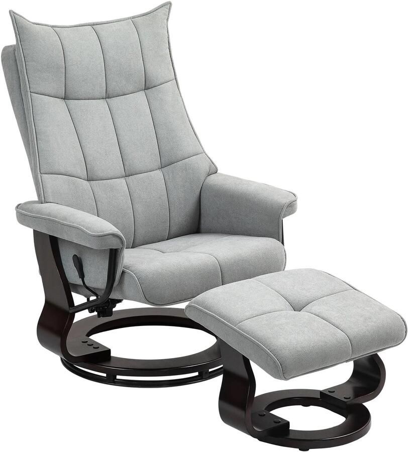 TRUUSK Relaxstoel met Voetenbank Draaibare TV-stoel Ligfunctie Schommelfunctie Dubbele Hoge Rugleuning Fluweelachtige