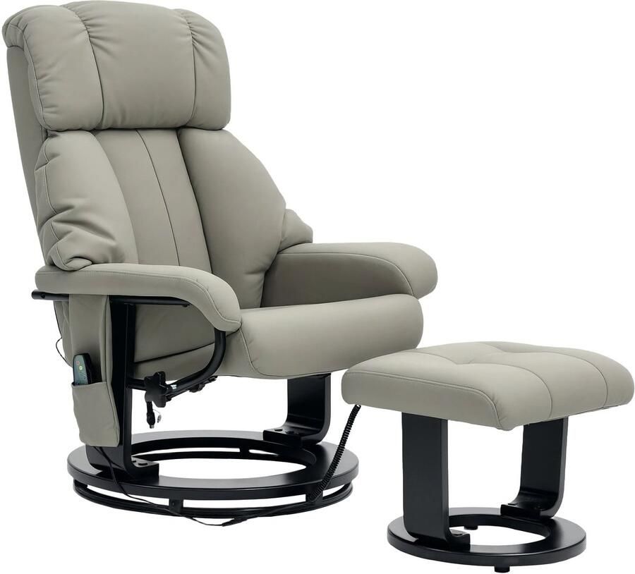 TRUUSK Relaxstoel met Voetenbank Massagestoel met Ligfunctie Elektrische Ligstoel met Afstandsbediening TV-stoel met Zijvak