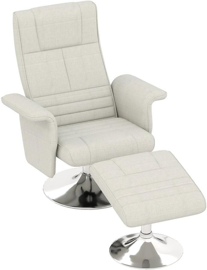 TRUUSK Relaxstoel met Voetenbankje Draaibare Massagestoel met Ligfunctie 8-punts Vibratiemassage Elektrische Tv-stoel