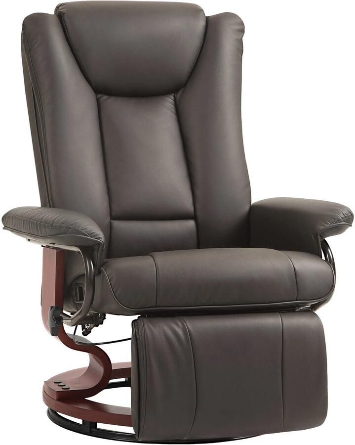 TRUUSK Relaxstoel TV-stoel Met Ligfunctie Draaibaar Verstelbare Rugleuning Tot 150 Kg Belastbaar Kunstleer Bruin