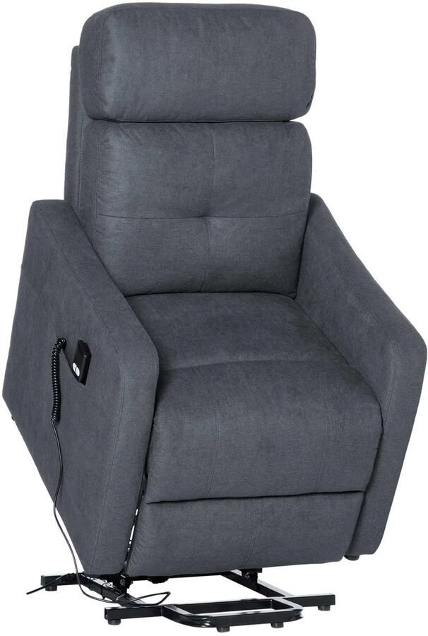 TRUUSK Relaxstoel TV-stoel Met Ligfunctie en Opsta-hulp Polyester Stof Staal Grijs 71 x 94 x 104 cm Comfortabel Zitten