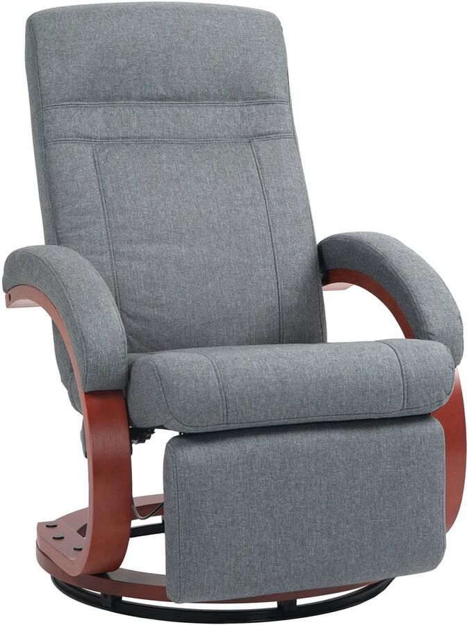 TRUUSK Relaxstoel TV-stoel Met Ligfunctie Houten Armleuning Draaibare Relaxstoel TV-stoel Met Verstelbare Rugleuning