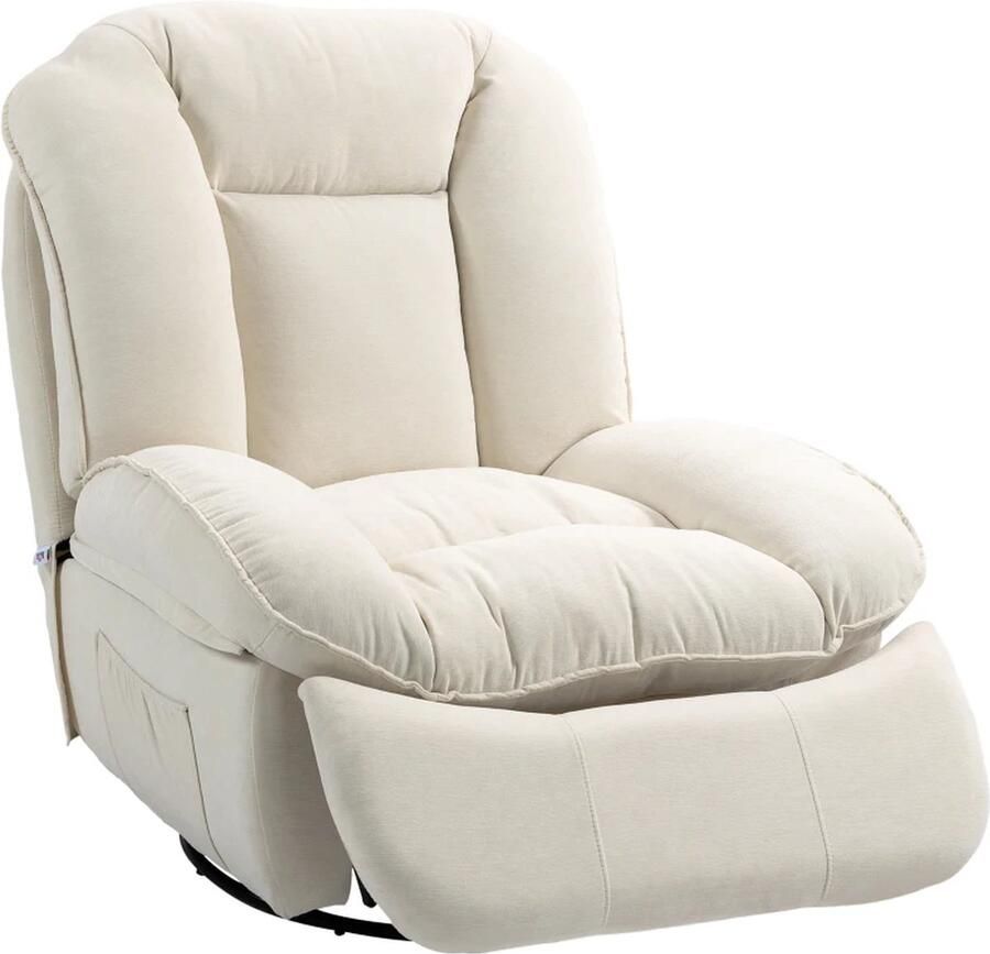 TRUUSK Relaxstoel Verstelbaar Afmetingen 104x100x102cm Ligstand 164x76cm Crèmewit