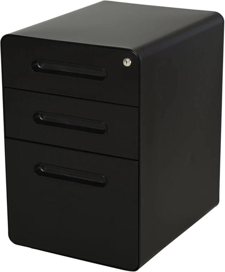 TRUUSK Rolcontainer Archiefkast 3 Lades Staal Zwart 39 x 48 x 59 cm