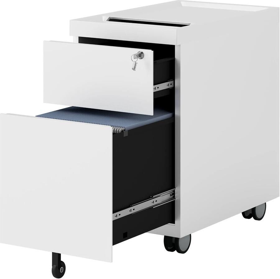 TRUUSK Rolcontainer met 3 lades Archiefkast met slot Voor A4 en Legal hangmappen 30 x 50 x 53 5 cm