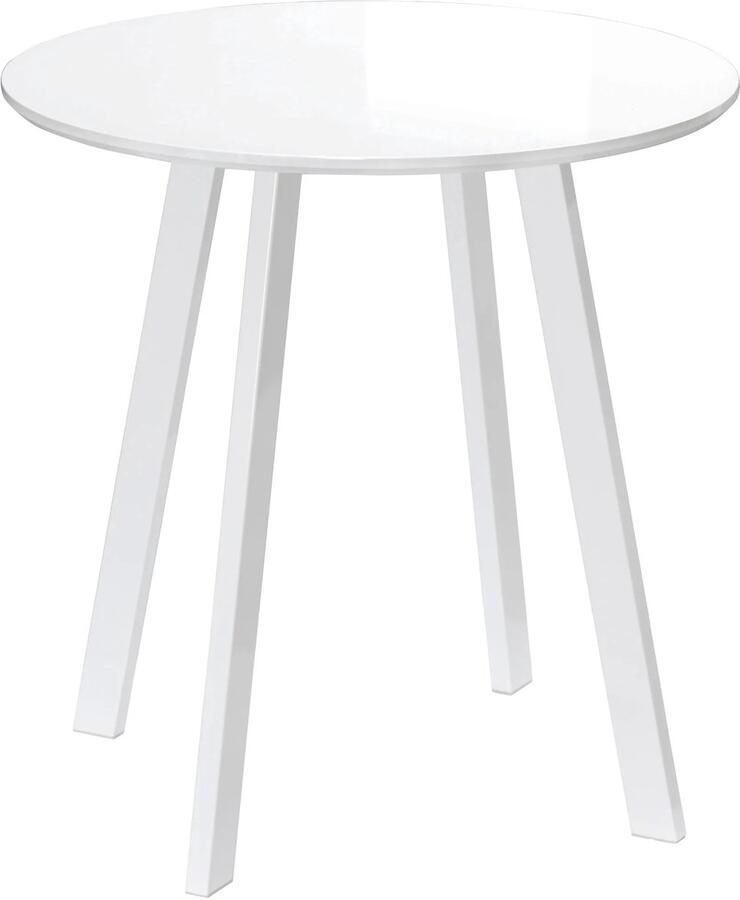 TRUUSK Ronde Eettafel Bijzettafel Eetkamertafel Schuine Poten Wit 72x72x75cm