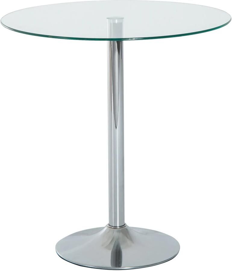 TRUUSK Ronde Eettafel Met Glazen Tafelblad Metalen Frame Zilverkleurig