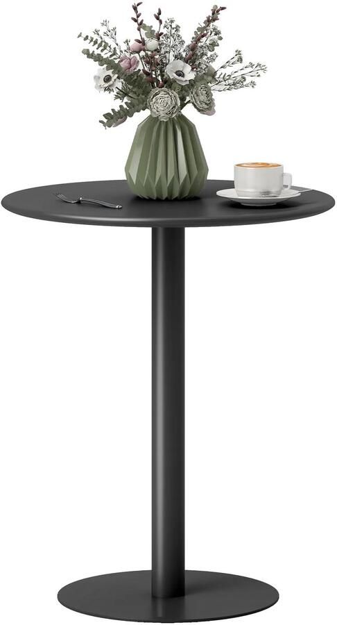 TRUUSK Ronde Eettafel voor 2 Personen Modern Design Geschikt voor Woonkamer en Tuin Staal Ø60 x 72 cm Zwart