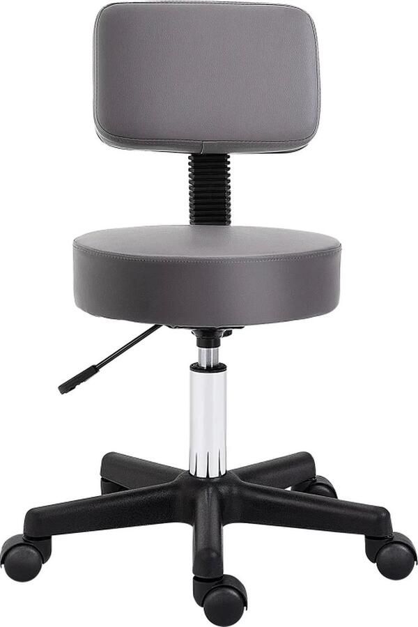 TRUUSK Salonkruk In Hoogte Verstelbaar Ergonomisch 360 Draaibaar 5 Wielen Kunststof Bekleding Grijs