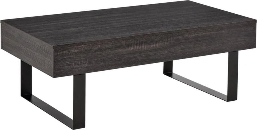 TRUUSK Salontafel Bijzettafel TV-tafel Met Lade en Planken Stevig Stalen Frame Eenvoudig Te Monteren Modern Design