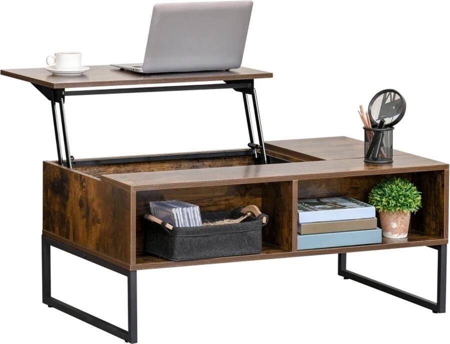 TRUUSK Salontafel In hoogte verstelbaar Spaanplaat Bruin 100 x 60 x 44 cm