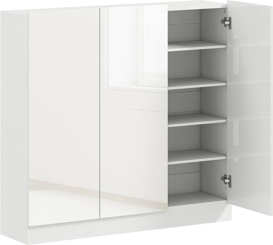 TRUUSK Schoenenkast Met 10 Planken Voor 25-30 Paar Schoenen Ventilatiegaten Soft-close Deuren Hout Wit