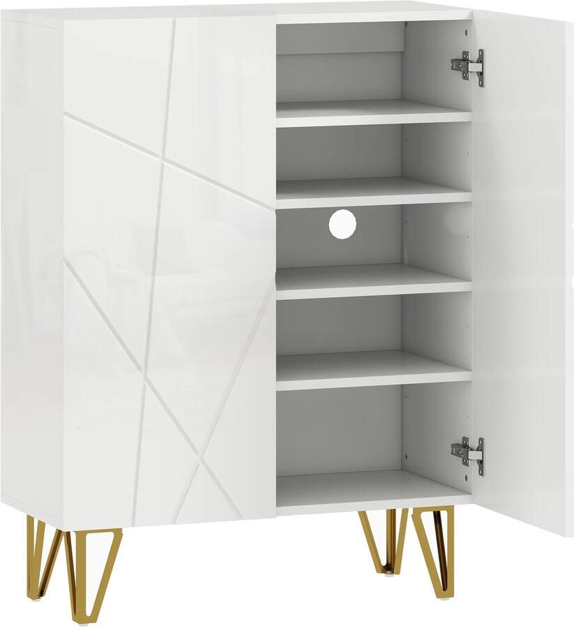 TRUUSK Schoenenkast Met 2 Deuren Schoenenrek Schoenenopslag Met 3 Verstelbare Planken 72 X 31 5 X 95 Cm Wit