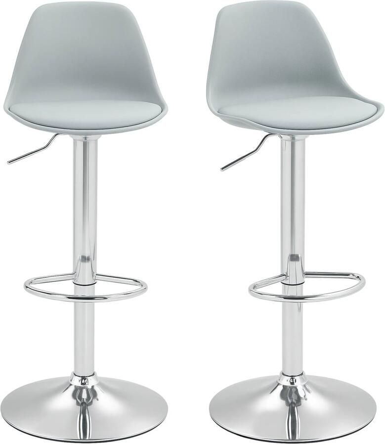 TRUUSK Set Van 2 Barkrukken Gestoffeerd Stalen Frame Verstelbare Hoogte Rugleuning Voetensteun 360° Draaibaar