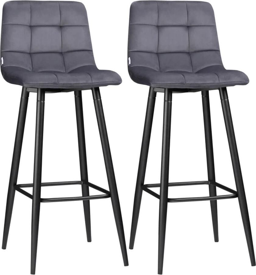 TRUUSK Set Van 2 Barkrukken Met Voetensteun In Retro-design 42 Cm X 47 Cm X 105 Cm Grijs