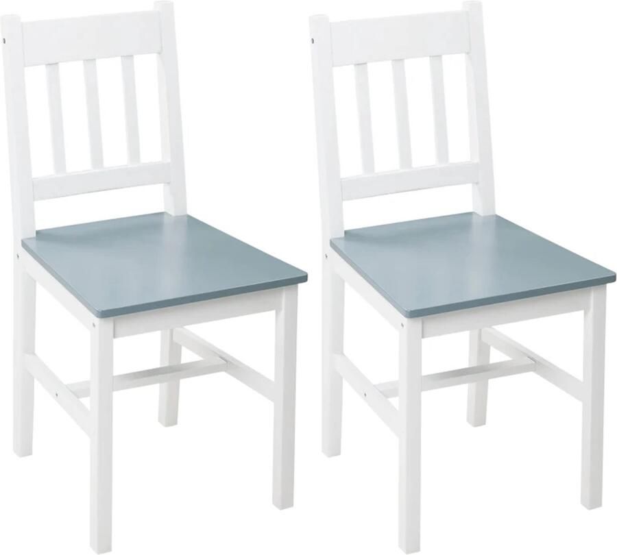 TRUUSK Set van 2 Eetkamerstoelen Keukenstoelen Massief Hout 41 x 46 5 x 85 5 cm Wit