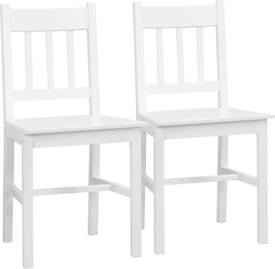 TRUUSK Set van 2 Eetkamerstoelen Massief Hout Wit Modern Design Comfortabel Voor Eettafel Scandinavisch Style