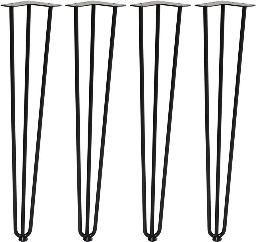 TRUUSK Set van 4 Stalen Tafelpoten Vorkontwerp Voor Salontafel en Eettafel Zwart 12 x 12 x 72 cm