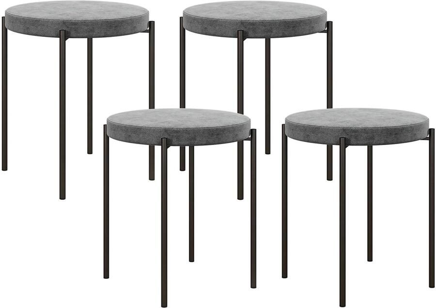 TRUUSK Set van 4 Stapelbare Eetkamerkrukken Fluweelachtige Gestoffeerde Zitting Stijlvolle Keukenstoelen Voor Keuken en