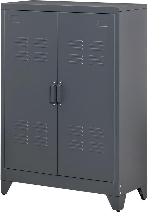 TRUUSK Sideboard Keukenkast Magnetische Lamellen Dubbele Deur Verstelbare Legplank Moderne Opbergkast 75 x 33 x 110 cm