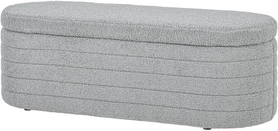 TRUUSK Slaapkamer Bedbank Opbergruimte Houten Poten Teddy-Fleece Draagvermogen 120 Kg 116 X 41 X 40 5 Cm Lichtgrijs
