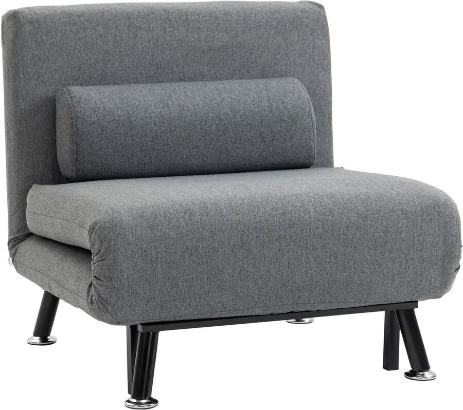 TRUUSK Slaapstoel Klapstoel Met Bedfunctie Verstelbare Rugleuning Donkergrijs