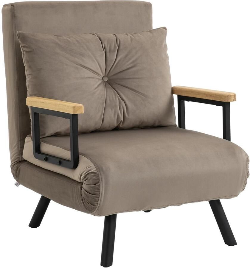 TRUUSK Slaapstoel met Bedfunctie 63 x 73 x 81 cm Vijfvoudig Verstelbare Rugleuning Ruimtebesparend Robuust Fluweel Look